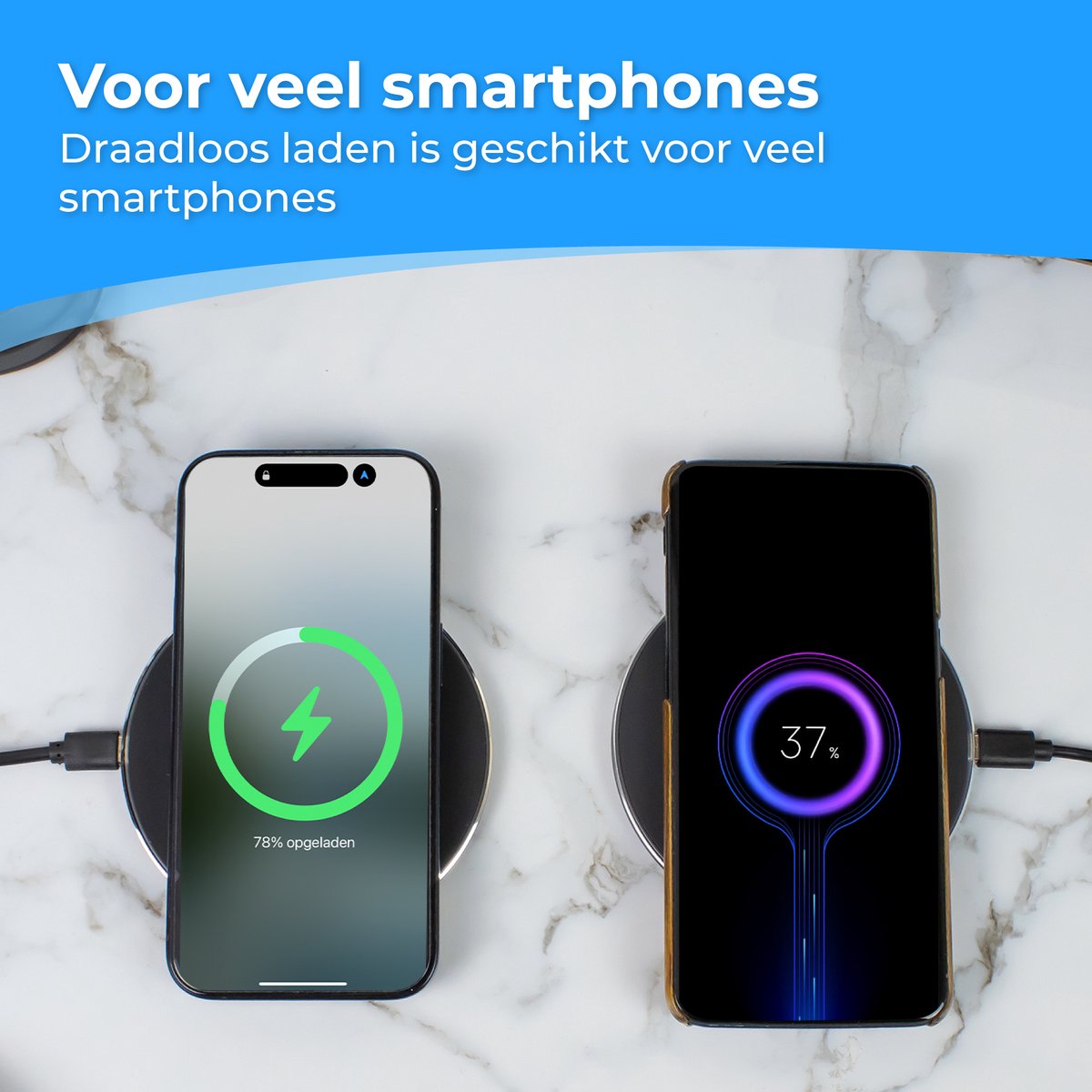 Nuvance - Draadloze Oplader 15W - Inclusief Kabel - Wireless Charger - Fast Charger - iPhone en Samsung