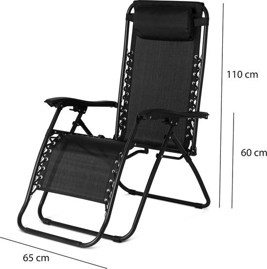 Comfortable Ligstoelen - 2 Stuks - Zwart - Tuin