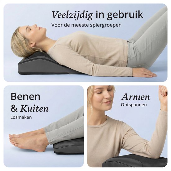 Lifeproducts Massagekussen voor Nek en Rug - Nekmassage Apparaat - Rugmassage - Shiatsu Nek Massage Apparaat met Warmtefunctie en Trilfunctie