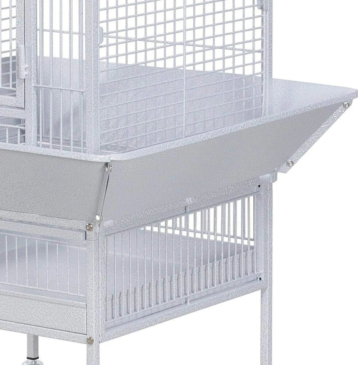 Yaheetech Papegaaienkooi Met Speelplateau – Voorzien Van Zaadvanger En Uitschuifbare Mestlades En Voerluikjes – Voor Valkparkieten En Papegaaien – Wit Poedergecoat IJzer – 65,5 x 65,5 x 156 cm
