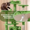 Yaheetech Krabpaal met 3 Ligplatforms en 2 Slaapgrotten - Groen - 49 x 49 x 139 cm
