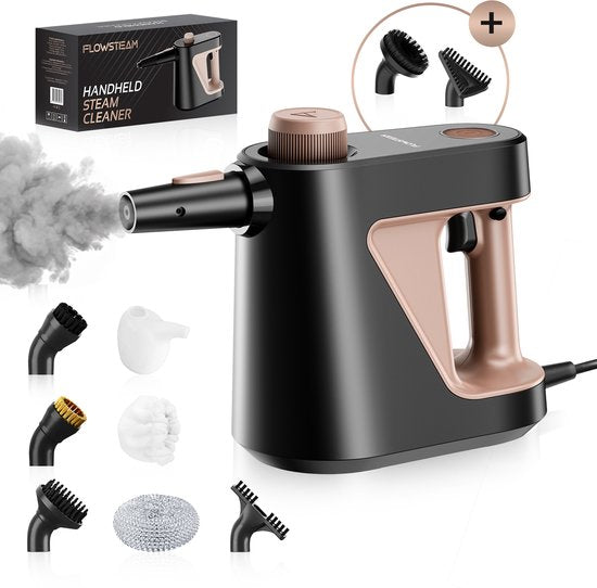 FLOWSTEAM® 9-in-1 Krachtige Handstoomreiniger - Stoomreiniger – Vlekkenreiniger - Handstomer - Voor Badkamer, Keuken, Bank & Meubels - 4 Bar & 110°C Stoom
