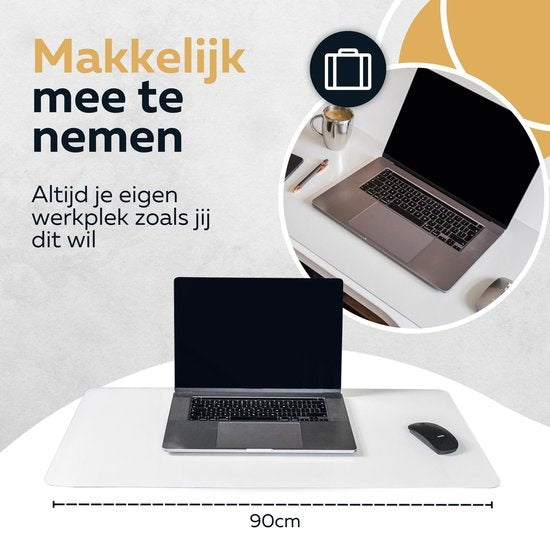 WURK Professionele Bureau Onderlegger Transparant - Bureau Organizer - Inclusief Kabel Clip - 90x45