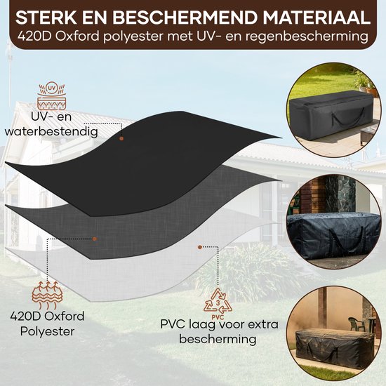 Villux Tuinmeubelhoes Kussen - Tuinkussen Hoes - Waterdicht - 420D - Tuinkussenhoes Opbergtas - Tuinkussentas - Beschermhoes Tuinmeubelen - Hoes Voor Tuinkussens - Beschermhoes Loungeset - 200cmx75cmx60cm