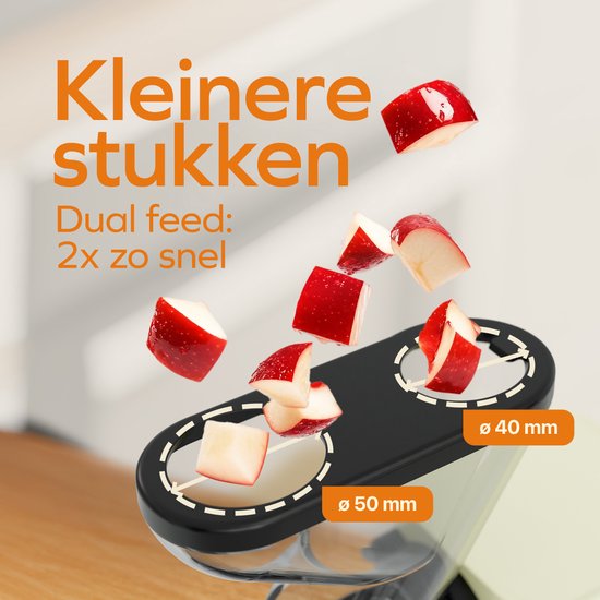 KitchenBrothers Slowjuicer - Mini Juicer - Groenten en Fruitpers - 40 mm en 50 mm invoer - 400 ml - Campagne