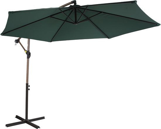 AXI Dion Zweefparasol Ø 300cm Eikenlook/groen – Gepoedercoat frame met kruisvoet