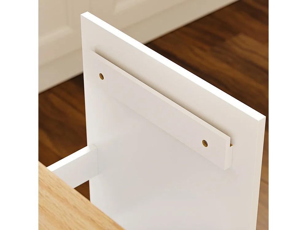 SoBuy Vrijstaande Keukenkast met Afvalscheiding – 2 x 12L – 3 Laden – 80 x 38 x 90 cm – Wit/Licht Eiken