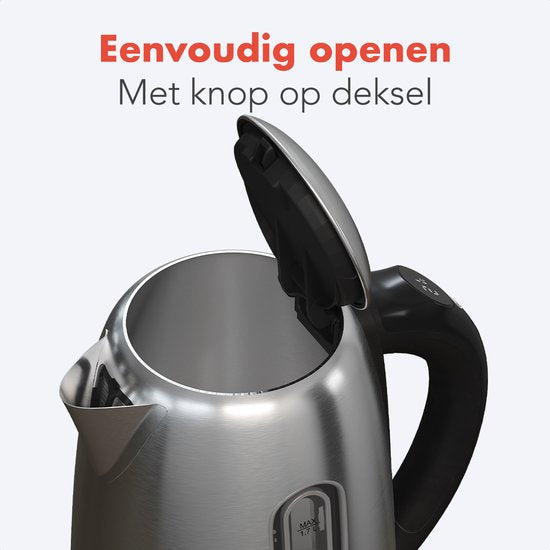 KitchenBrothers Waterkoker - Met Temperatuurregeling - Elektrisch - Met Kalkfilter - 1,7L - RVS