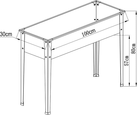 AXI Verhoogde Plantenbak van Metaal – Metalen Moestuinbak op Poten 100 x 30 x 80 cm – Met Drainage – Verhoogde moestuin – Gepoedercoat Staal – Plantenbak voor Tuin en Balkon