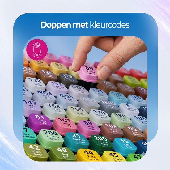 Roegaarden Twinmarkers 168 stuks - Stiften - Alcohol Markers - Markeerstiften - Makkelijk opbergen