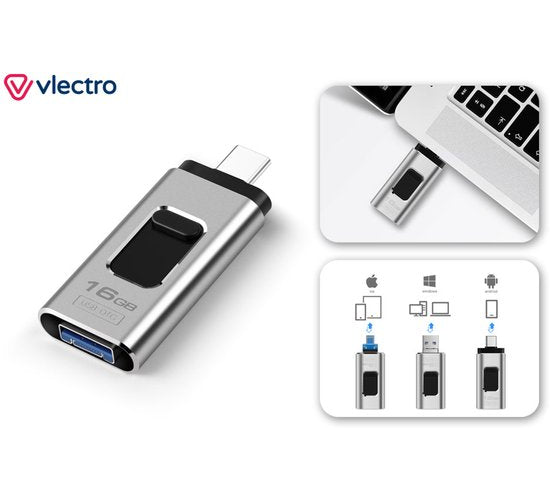 Vlectro - 4-in-1 USB-stick voor smartphone, tablet en laptop - 64 GB