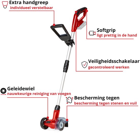 Einhell Accu Voegenreiniger GE-CC 18 Li Solo - Power X-Change - 18V/Li-ion - 1200 t/min - Borsteldiameter: 10 cm - Incl. staal- en nylonborstel - Excl. accu en lader