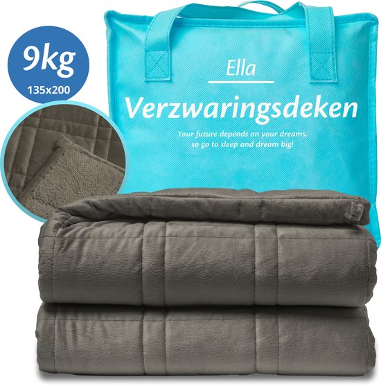 EL Life Verzwaringsdeken 9 kg - Fluweel & Sherpa Zwaartedeken OEKO-TEX - 135 x 200cm - Grijs