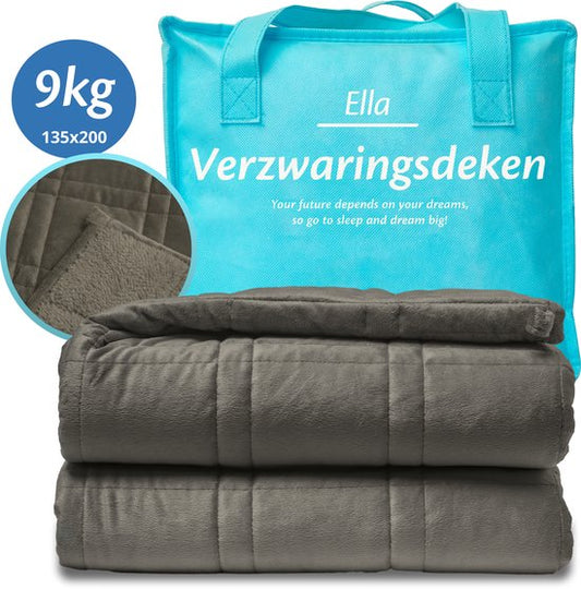 EL Life Verzwaringsdeken 9 kg - Fluweel & Sherpa Zwaartedeken OEKO-TEX - 135 x 200cm - Grijs
