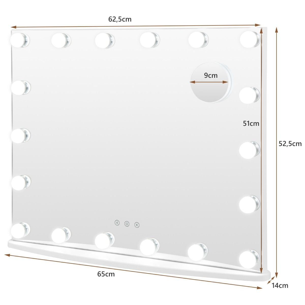 Coast Spiegel met Verlichting en Kleine Cosmeticaspiegel - 65 x 14 x 52 cm