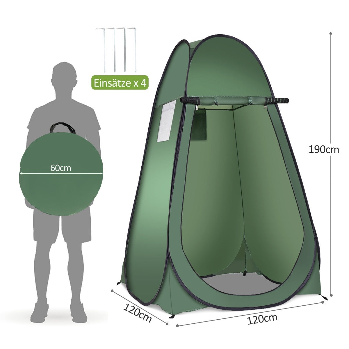 Coast Beach Douche Tent Kleedkamer Tent Toilet Tent Side Tent Large Tent Cabin Fold-Green