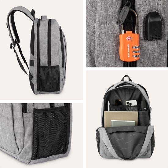 TRVLMORE Rugzak - 36L - 17,3 inch - Laptop Rugtas - Schooltas - Unisex - Spatwaterdicht Grijs