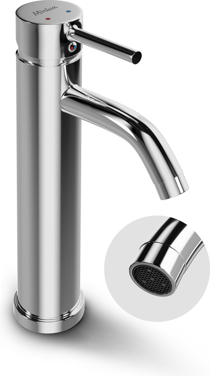 Mirlux Wastafelkraan Chrome 29,5 x 17,2 x 5 cm – Badkamer Mengkraan Koud & Warm Water – Fonteinkraan / WC Kraan