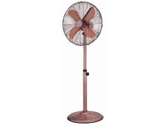 Tristar Retro Statiefventilator 40 cm – 50W – 3 Snelheden – 85° Oscillatie – Met Hoogteverstelling – Koperkleur – VE-5971