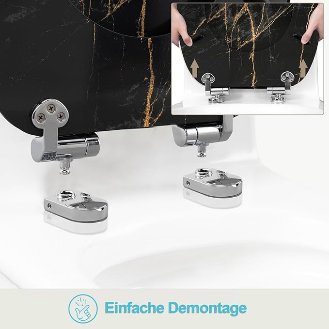 eSituro Wc Bril Met Softclose Mechanisme Toiletbril Universeel – Voorzien Van Snelsluiting Systeem En Antislip Buffers En Driezijdige Transferprint – Voor Toilet En Badkamer – Meerkleurig MDF En Rvs Scharnieren – 375 x 440 mm