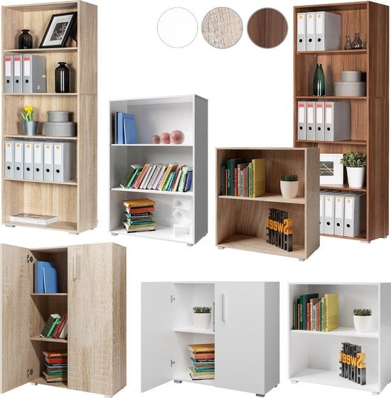 Casaria Boekenkast Vela - 3 Vakken Verstelbaar 115x60x28 cm - Wit