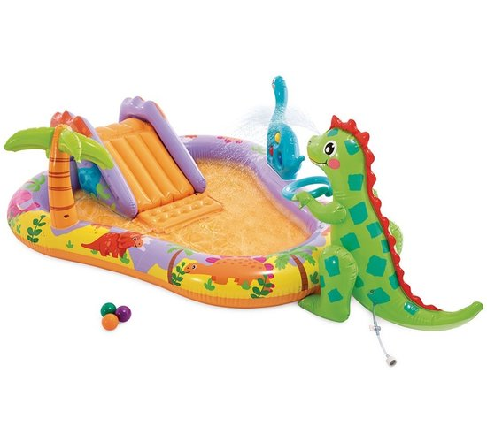 Intex Opblaasbaar speelzwembad - Dino Park - met glijbaan - 201x157x69cm