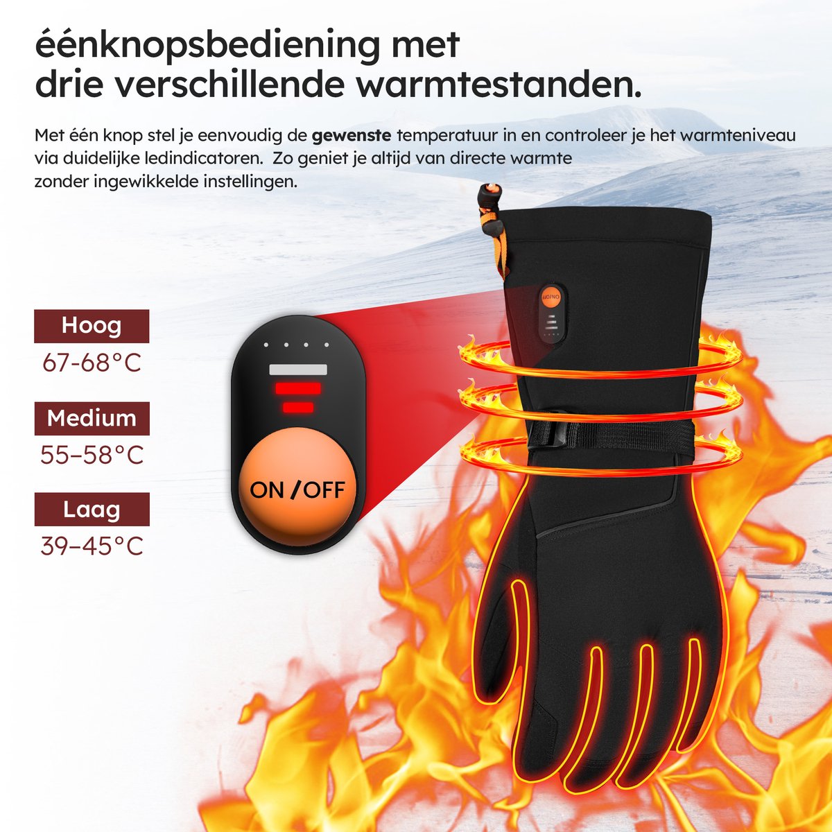 Saaf Verwarmde Handschoenen Premium S – Oplaadbaar met Powerbanks – 3 Warmtestanden – Water- en Windafstotend – Touchscreen – Zwart – 31 x 11 cm
