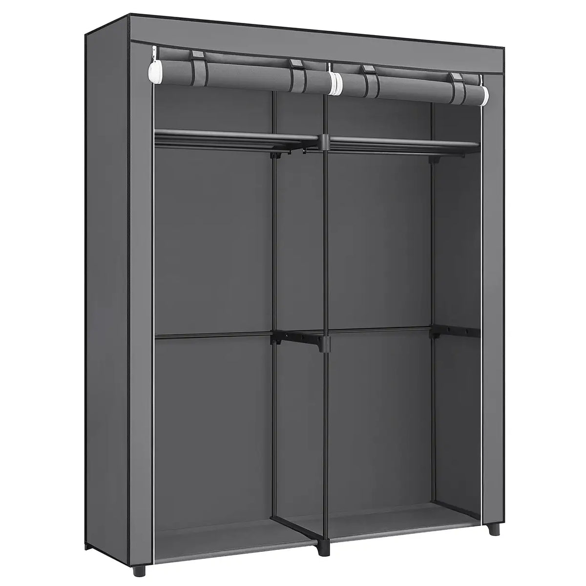 Joyfurnos Opvouwbare Stoffen Kledingkast met Dubbele Rail - 2 Deuren - 43 x 140 x 174 cm - Grijs
