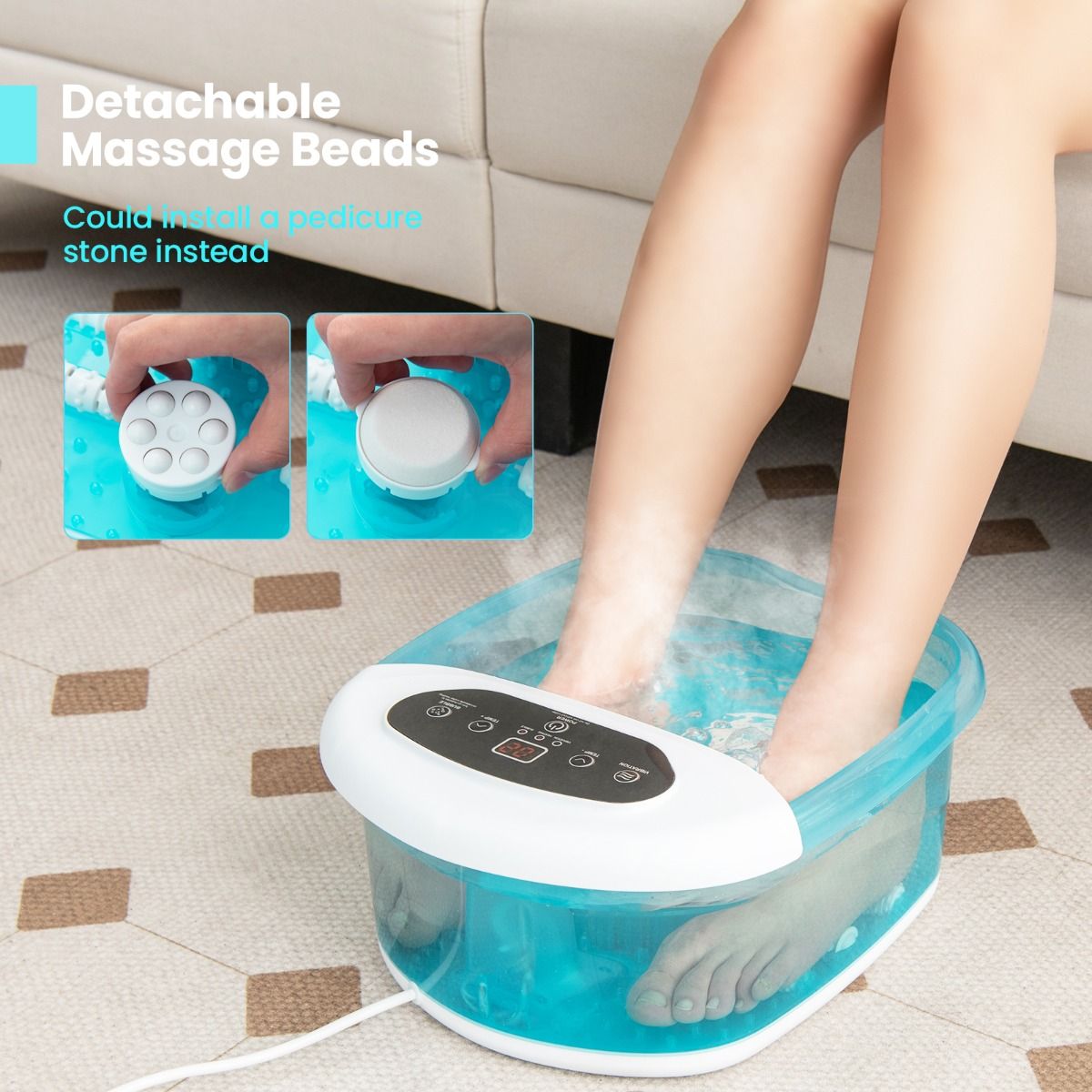 Coast Elektrisch Voetbad met Massagefunctie - 500W - 33 x 39 x 18 cm - Blauw