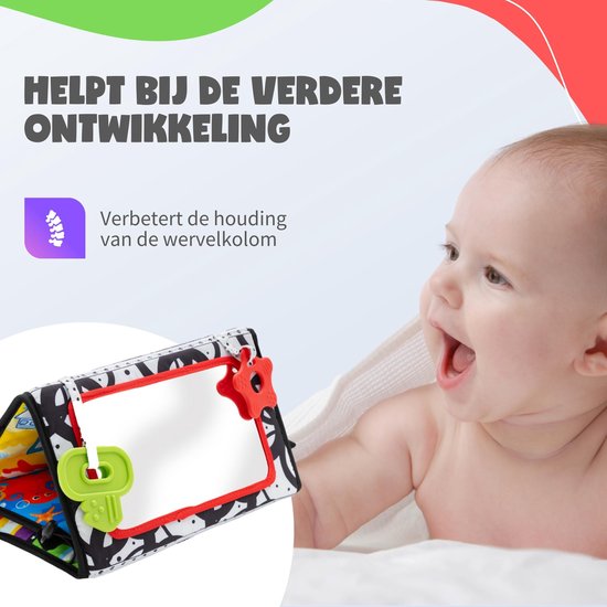 MontiPlay® Buikligtrainer Baby - Knisperboekje Baby - Baby speelgoed 6 maanden - Educatief Speelgoed - Tummy Time - Montessori - Sensorisch