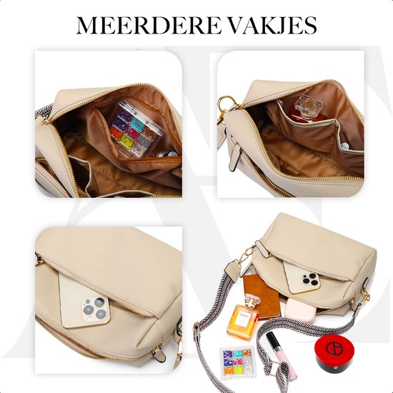 Aramae® - Crossbody Tas Dames - Crossbodytassen - Schoudertas - Telefoontasje - Mat Beige