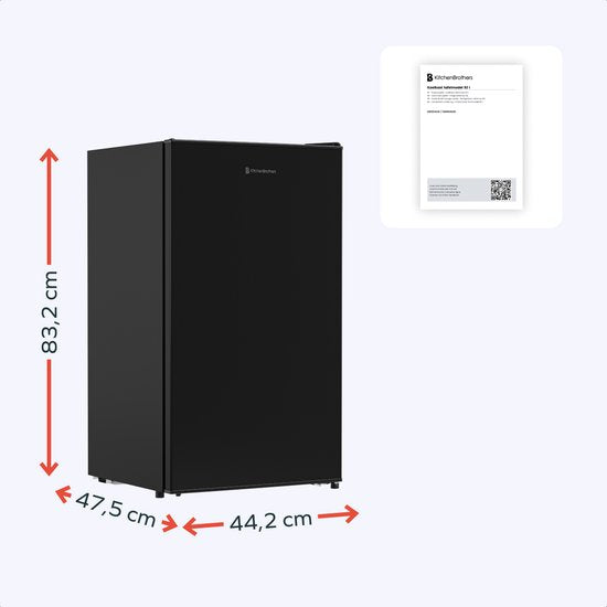 KitchenBrothers Koelkast - 92L - Tafelmodel - IJskast - Frigo - Vrijstaand - Zwart