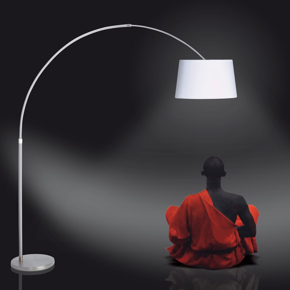 Vloerlampen Staal kleurige booglamp Sparkled Light 7268ST hoogte uitschuifbaar en kantelbaar Steinhauer