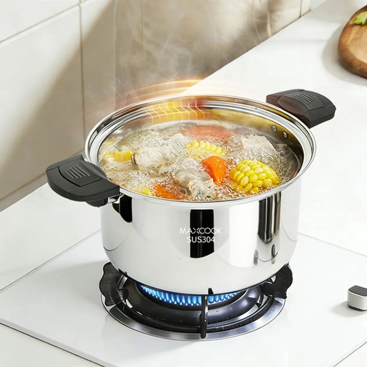 Maxcook Microdruk Soeppan met Deksel - RVS 304 - 24 cm - 6 L