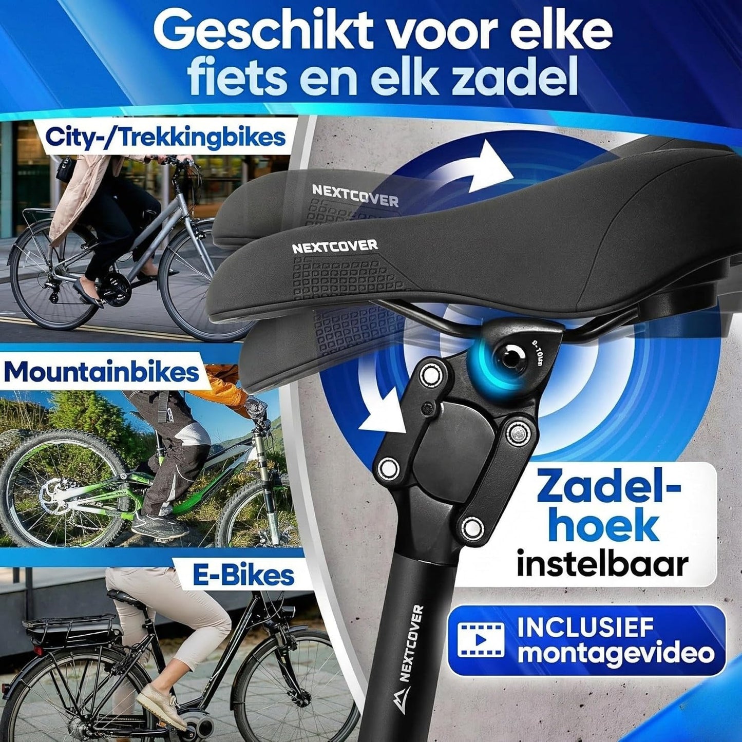 Nextcover Verende Zadelpen - Comfort-Spring - Verstelbare Veerspanning - Voor E-bike en Fiets