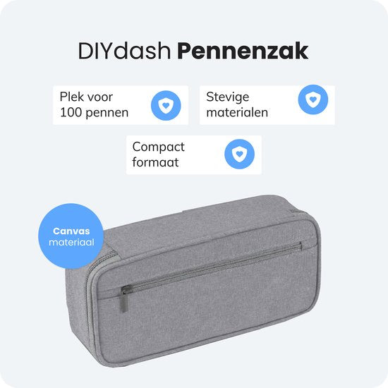 Diydash Etui - Pennenzak - Pennenetui - Schooletui - Grote Etui - Schoolspullen - Trousse Scolaire - Voor meisjes, jongens en volwassenen - Grijs