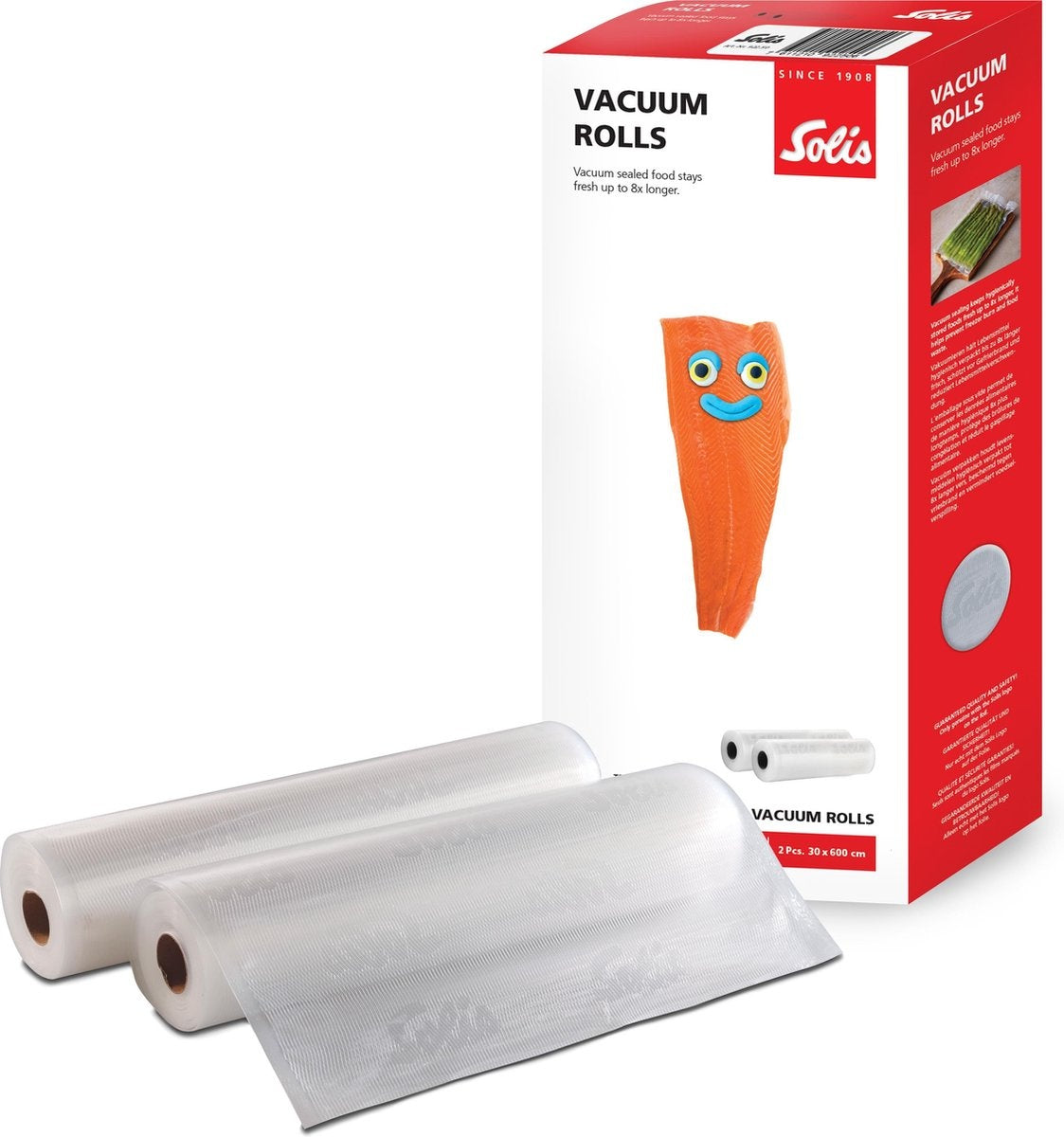 Solis Vacuumrollen 30 x 600 cm - Geschikt voor Diepvries, Magnetron en Sous Vide Koken - BPA-Vrij - Drielaags Vacuum Rollen - Vacuumfolie Rollen - 2 Stuks