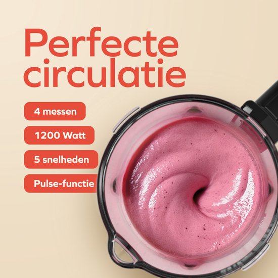 KitchenBrothers Blender Met Drinkfles - 1200W - BPA-vrij - 1.5L - Smoothie Maker - IJscrusher - Grijs
