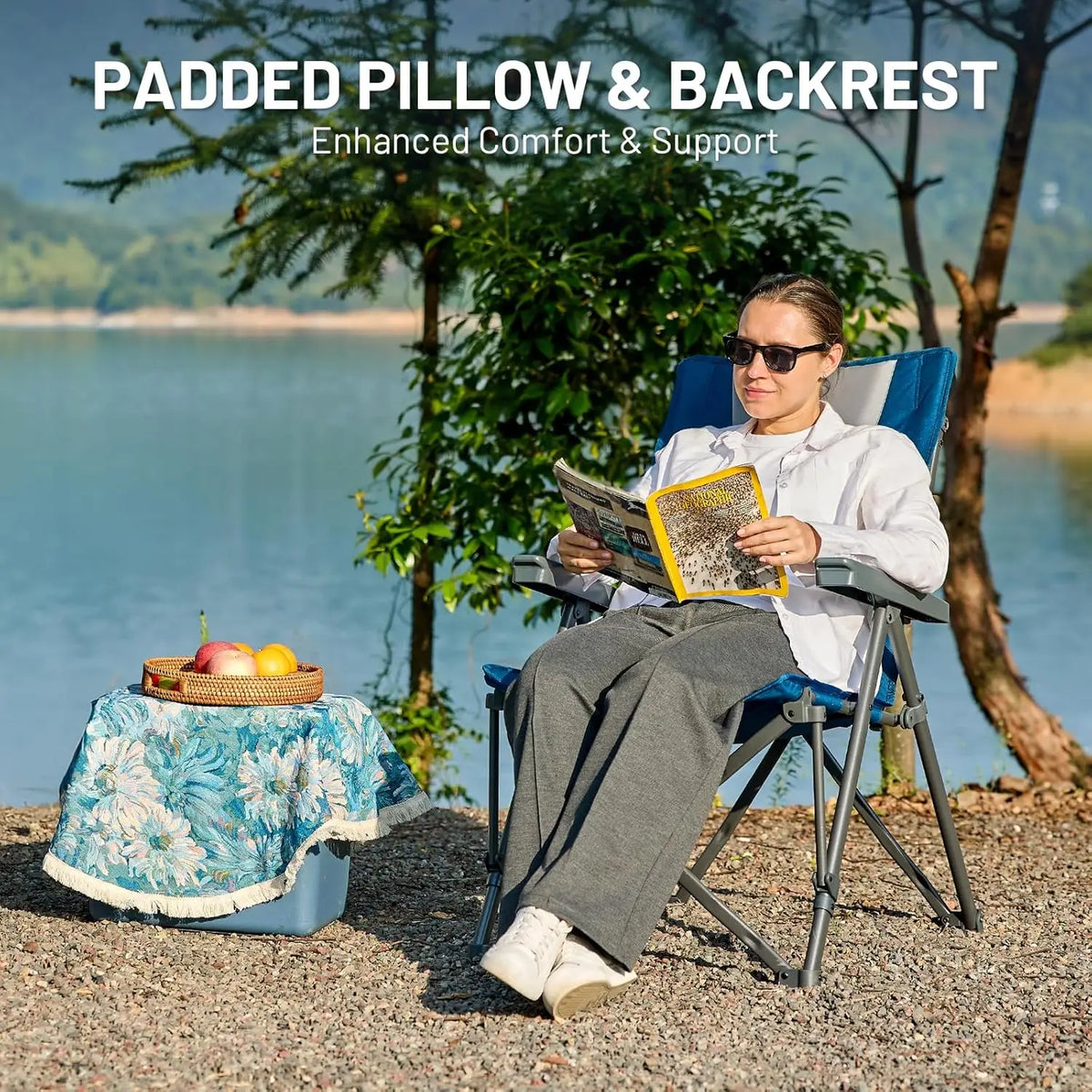 Timber Ridge Opvouwbare Kampeerstoel Set van 2 – 260 kg Draagkracht – Blauw – Polyester en Staal