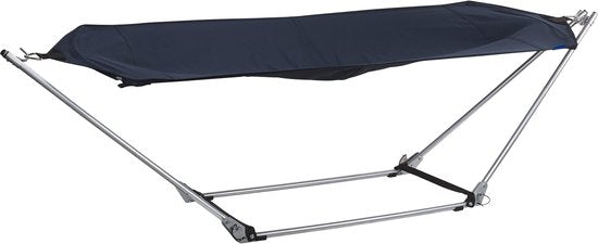 Campart Hangmat met Standaard BE-0640 - Opvouwbaar en lichtgewicht - Stalen Frame - Draagvermogen 150 kg - Inclusief opbergtas - Blauw