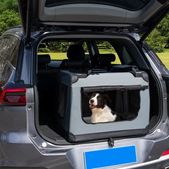 Juskys Hondentransportbox - Vouwbaar - S - 34 x 50 x 36 cm - Grijs