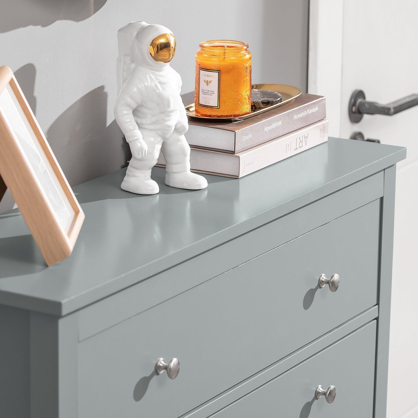 SoBuy FSR89-HG Schoenenkast met 2 Kleppen en 1 Lade - 80 x 25 x 108 cm - Grijs