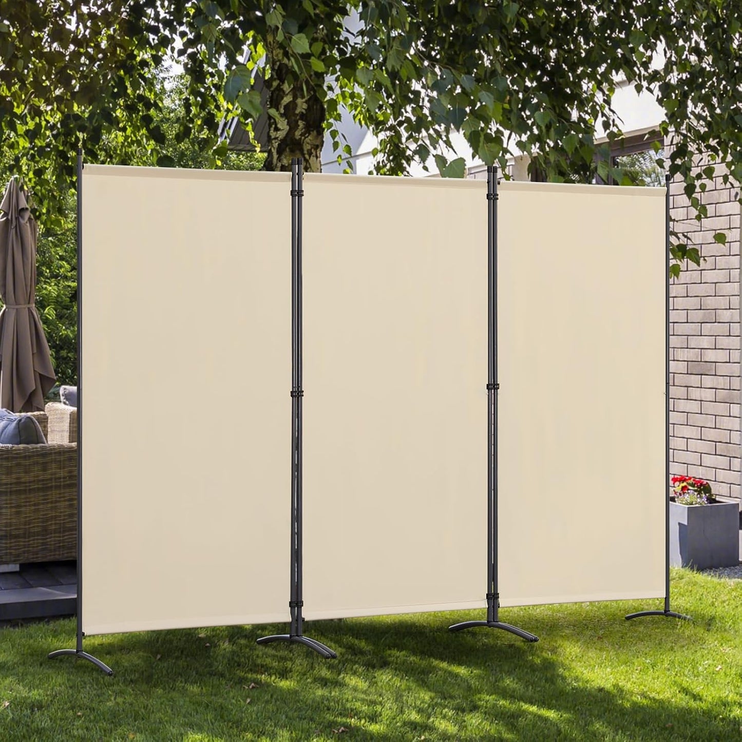 Angel Living Paravent - 3 panelen - opvouwbaar - 243 x 180 cm - beige
