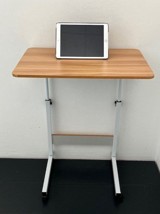 Ceruzo Laptoptafel - Verrijdbaar Bedtafel - Verstelbaar in Hoogte 80cm-Thuiskantoor -60x40cm-Houtlook