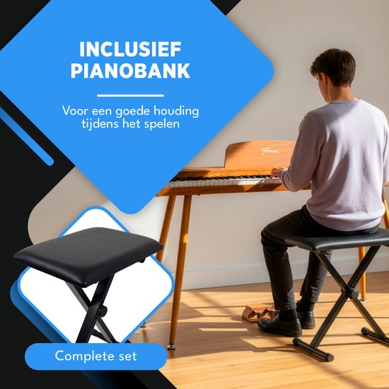 Finesse Digitale Piano - 88 Gewogen Toetsen - met Pedalen & Kruk - Keyboard Piano - Elektrische Piano - Volwassene & Kind