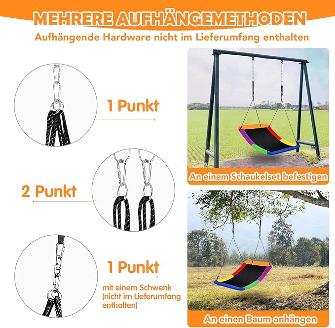 Coast Nest Skel Children Tree Swing met 100-160 cm verstelbare touwmuurzwaai gekleurd 123x45cm