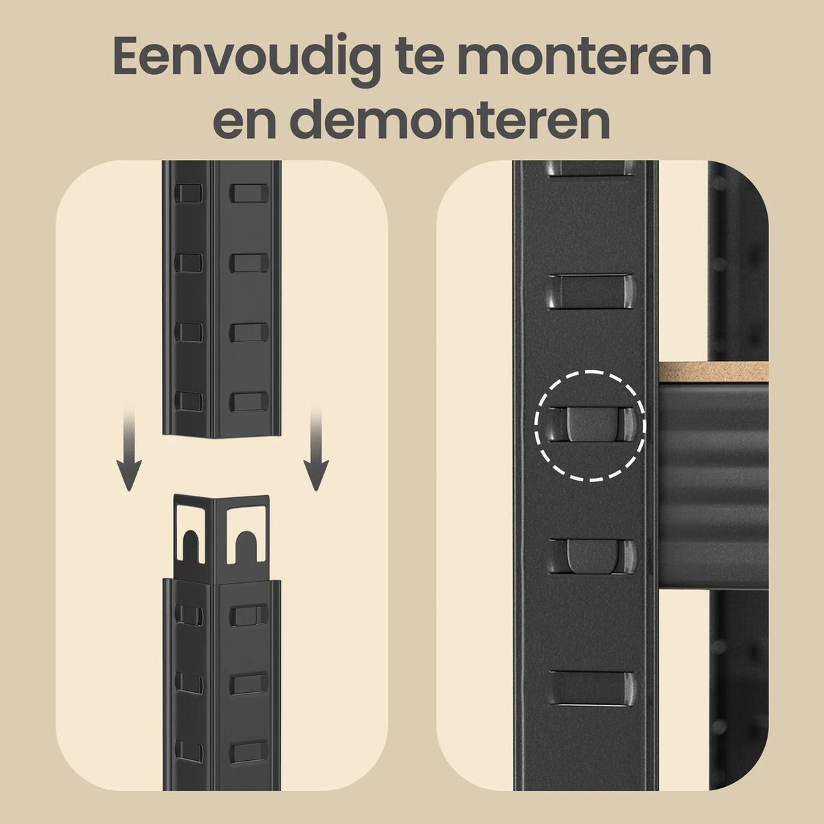 Joyfurnos 5-Laags Stellingkast - Stalen Opbergrek - Zwart