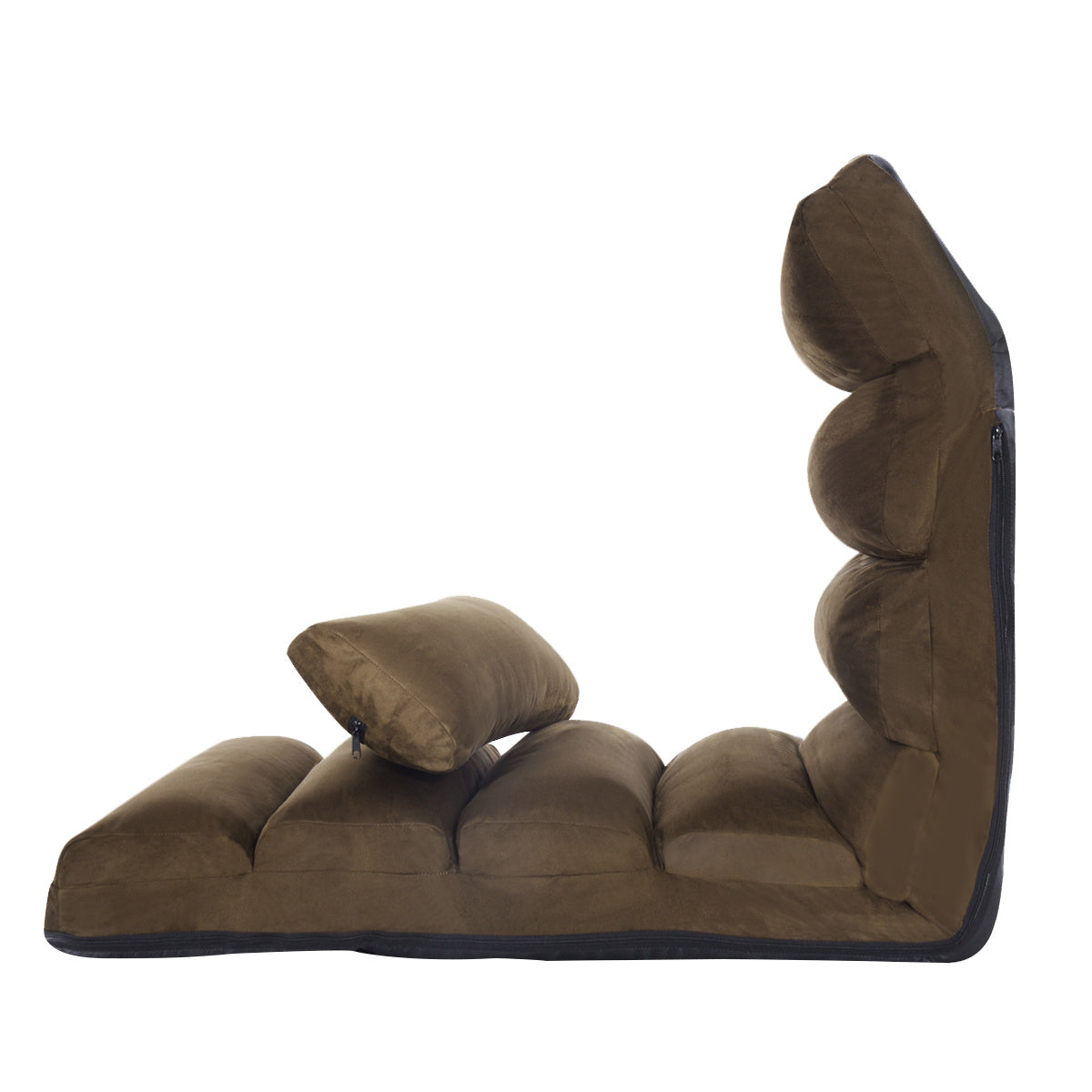 Coast vloerstoel met rugleuning opvouwbare vloerlounder 175 x 55 x 20 cm bruin