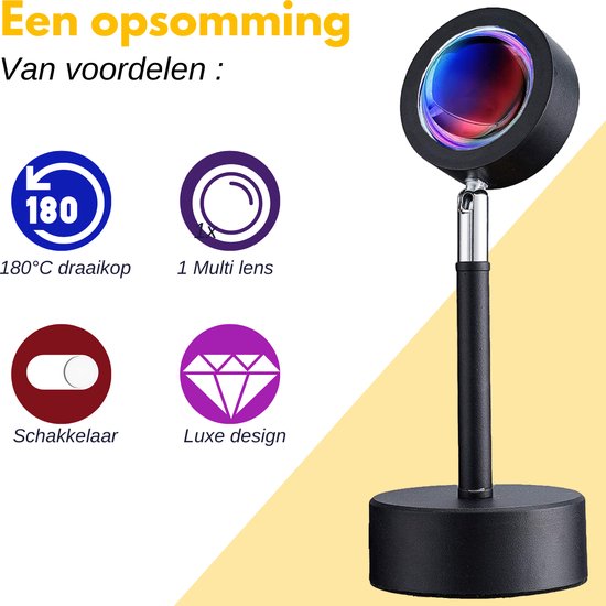 Sunset lamp - Tafellamp - Nachtlampje Kinderen - Nachtlamp - Projector - Tiktok - Sfeerverlichting