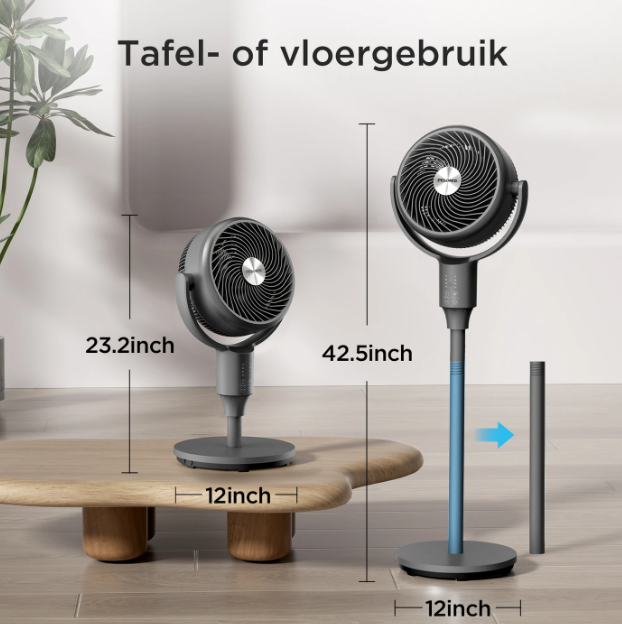 Pelonis Staande Ventilator OmniFlow - 26 dB Ultrastil - Verstelbaar 59-108 cm